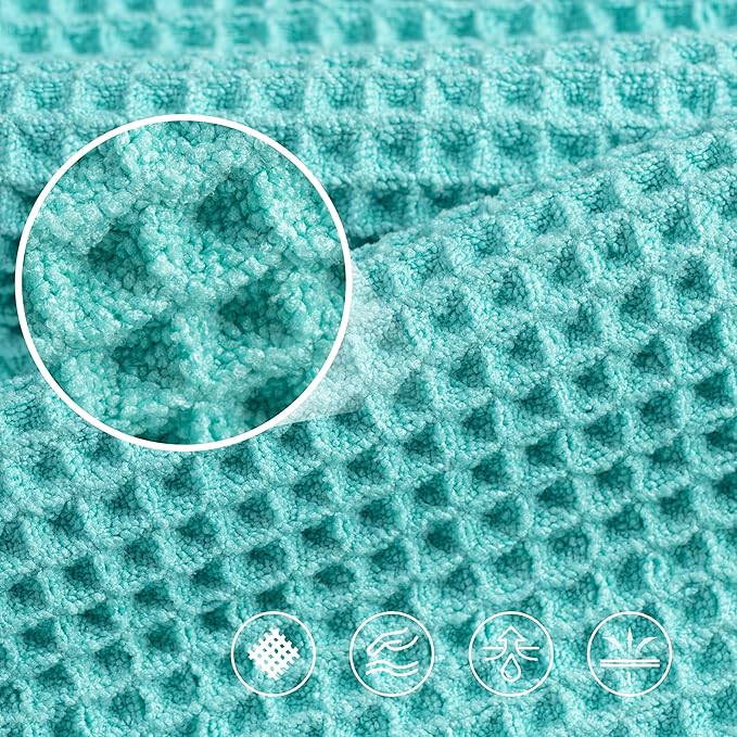 430 GSM Microfiber Oversize Quick Dry Lint Free Bath Towel, 60 x 30 in, 4 Pack (Waffle Weave)