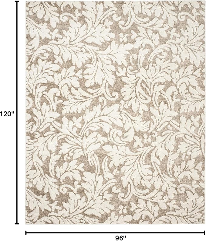 SAFAVIEH Area Rug 8x10 - Amherst Collection - Large - Wheat & Beige, Floral Pattern, Non-Shedding & Easy Cleaning, Ideal for Living Room, Bedroom, Office, Dining Space (AMT425S)