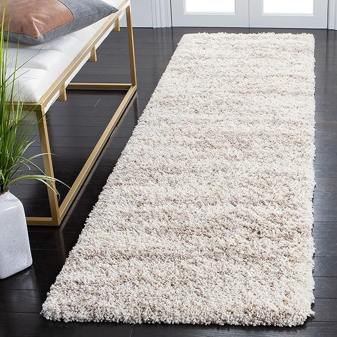 SAFAVIEH Hudson Shag Collection Runner Rug - 2'3" x 8', Ivory & Beige, Modern Design, Non-Shedding & Easy Care, 2-inch Thick Ideal for High Traffic Areas in Living Room, Bedroom (SGH206B)
