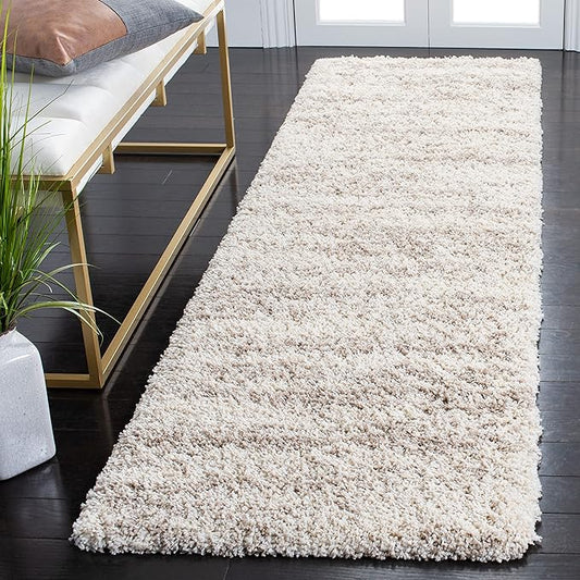 SAFAVIEH Hudson Shag Collection Runner Rug - 2'3" x 8', Ivory & Beige, Modern Design, Non-Shedding & Easy Care, 2-inch Thick Ideal for High Traffic Areas in Living Room, Bedroom (SGH206B)