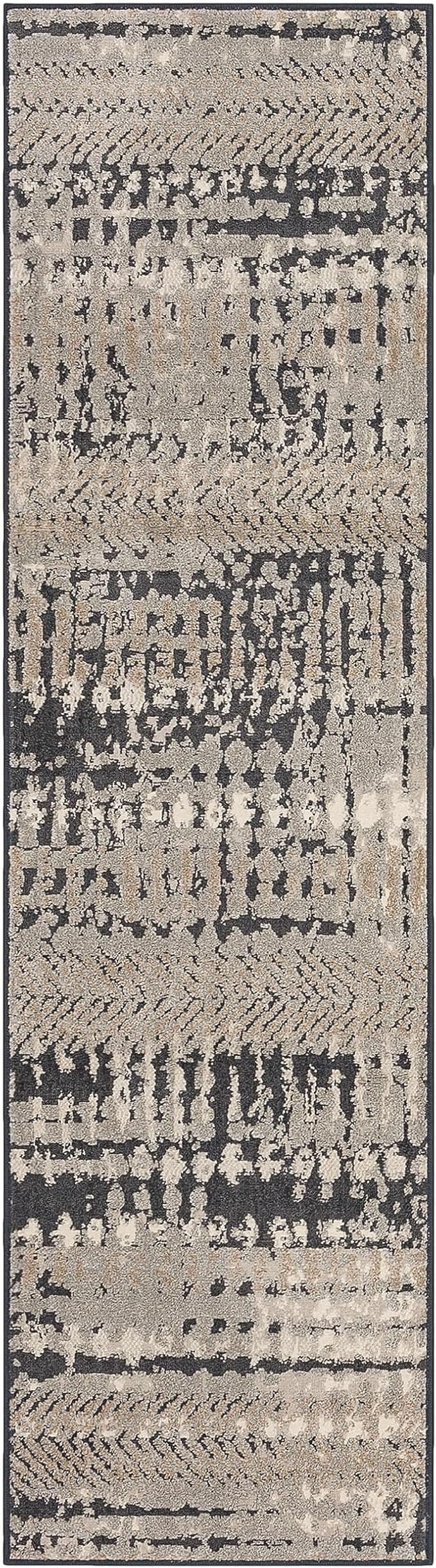 Mohawk Home Dutton Modern Abstract Stripe Gray 2' 1" x 7' 6" Area Rug Perfect for Kitchen, Living Room, Dining Room