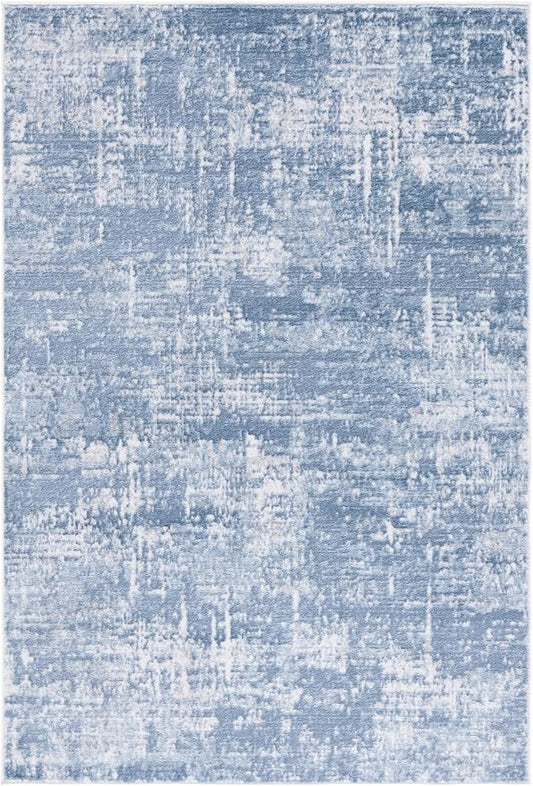 SAFAVIEH Amelia Collection Area Rug - 6'7" Square, Ivory & Steel Blue, Modern Abstract Design, Non-Shedding & Easy Care, Ideal for High Traffic Areas in Living Room, Bedroom, Dining (ALA700D-7SQ)
