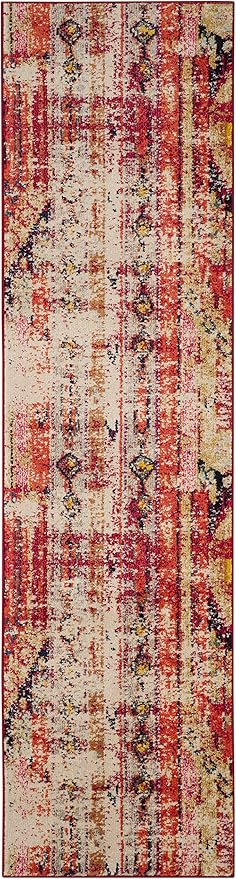 SAFAVIEH Monaco Collection Runner Rug - 2'2" x 8', Magenta & Multi, Boho Chic Tribal Distressed Design, Non-Shedding & Easy Care, Ideal for High Traffic Areas in Living Room, Bedroom (MNC222D)