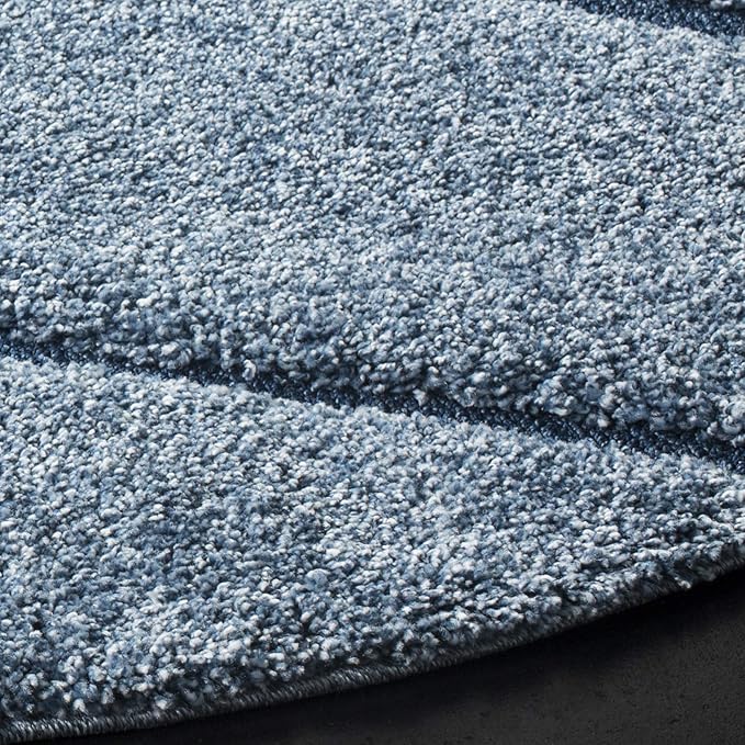 SAFAVIEH Florida Shag Collection Area Rug - 6'7" Round, Light Blue & Blue, Non-Shedding & Easy Care, 1.2-inch Thick Ideal for High Traffic Areas in Living Room, Bedroom (SG472-6065)