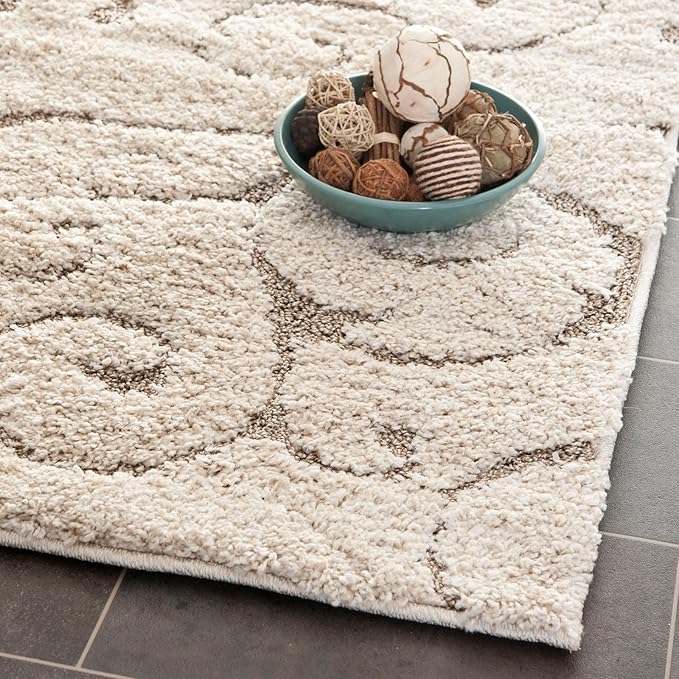 SAFAVIEH Florida Shag Collection Accent Rug - 3'3" x 5'3", Grey, Scroll Design, Non-Shedding & Easy Care, High-Low Plush Pile, Ideal for Living Room, Bedroom, Dining Space (SG455-8013)