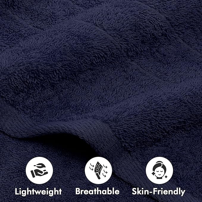 Bath Sheets – Extra Large Bathroom Sheet Set – Pack of 2 Jumbo Towels Navy Blue (71x35in) – 100% Cotton Soft Quick Dry Large Bath Towels for Adults Hotel Spa Bathroom Use