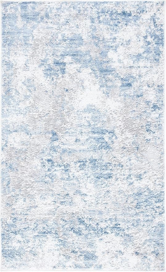 SAFAVIEH Amelia Collection Accent Rug - 2'2" x 4', Grey & Blue, Modern Abstract Design, Non-Shedding & Easy Care, Ideal for High Traffic Areas in Entryway, Living Room, Bedroom (ALA705F)