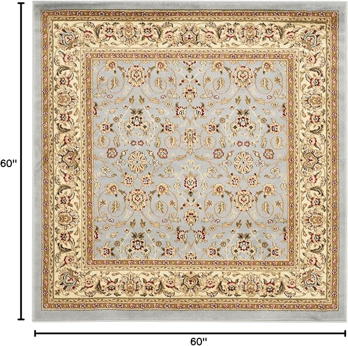 SAFAVIEH Lyndhurst Collection Area Rug - 5' Square, Light Blue & Ivory, Traditional Oriental Design, Non-Shedding & Easy Care, Ideal for High Traffic Areas in Living Room, Bedroom (LNH312B)