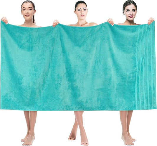 American Soft Linen 35x70 Jumbo Large Bath Towel, 600 GSM 100% Cotton Turkish Bath Sheet, Oversized Luxury Bath Towel for Bathroom Beach and Pool, Turquoise