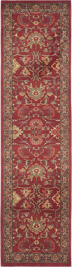 SAFAVIEH Mahal Collection Runner Rug - 2'2" x 16', Red & Navy, Traditional Oriental Design, Non-Shedding & Easy Care, Ideal for High Traffic Areas in Living Room, Bedroom (MAH693F)