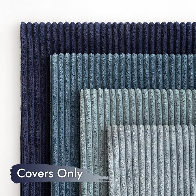 MIULEE Boho Farmhouse Throw Pillow Covers 16x16 Inch Set of 4 Western Neutral Decorative Cushion Covers Soft Modern Coastal Corduroy Spring Decor for Couch Bed Sofa Living Room Dark Blue Navy Series