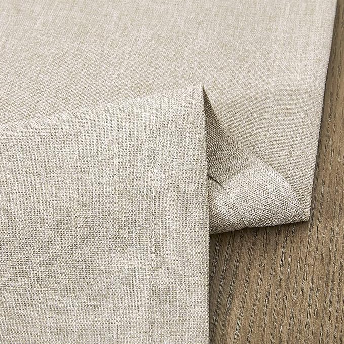 ZeeMart Basic Linen Style Table Runner, 14 x 48 Inch Light Natural Chambray, Rustic Farmhouse Neutral Table Runners 48 Inches Long, Everyday Polyester Table Runner - Machine Washable & Easy Care