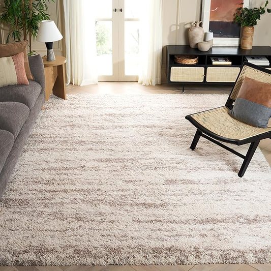 SAFAVIEH Hudson Shag Collection Area Rug - 10' x 14', Ivory & Beige, Modern Design, Non-Shedding & Easy Care, 2-inch Thick Ideal for High Traffic Areas in Living Room, Bedroom (SGH206B)