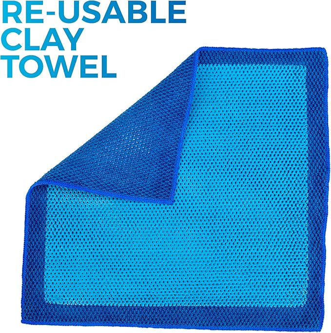 The Rag Company - Ultra Clay Towel - Clay Bar Results in Minutes, Smooth Paint Fast, Enhance Gloss & Wax Bond (12"x12")