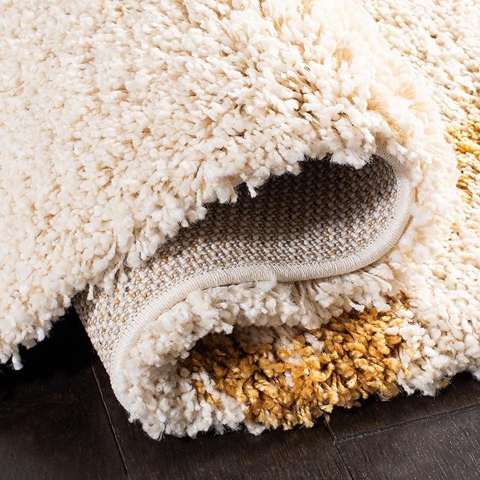 SAFAVIEH Area Rug 8x10 - Hudson Shag Collection - Large - Ivory & Gold, Trellis Pattern, Non-Shedding & Easy Cleaning, Ultra Plush Thick Pile, Ideal for Living Room, Bedroom, Dining Space (SGH281E)
