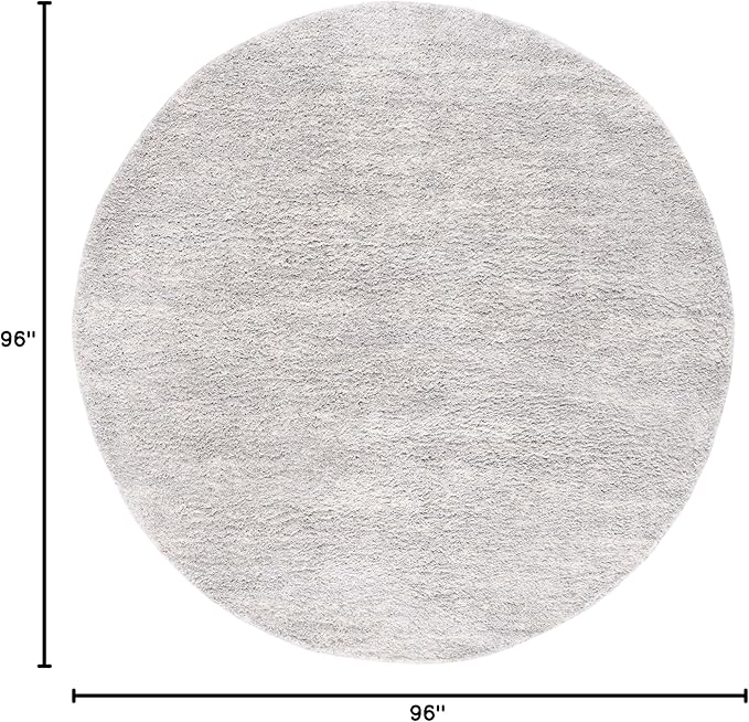 SAFAVIEH Berber Shag Collection Area Rug - 8' Round, Grey & Ivory, Modern Design, Non-Shedding & Easy Care, 1.2-inch Thick, Ideal for The Living Room, Bedroom, Dining Room (BER563G-8R)