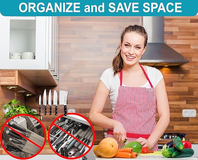 12 Inch Magnetic Knife Holder for Wall No Drilling Use as Magnetic Knife Strip - Magnetic Knife Bar - Wall Kitchen Knife Magnetic Holder