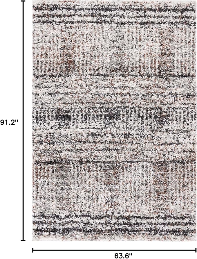 SAFAVIEH Jericho Shag Collection Area Rug - 5'3" x 7'6", Black & Rust, Design, Non-Shedding & Easy Care, 1.2-inch Thick Ideal for High Traffic Areas in Living Room, Bedroom (JER100Z)