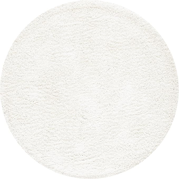 SAFAVIEH August Shag Collection 6'7" Round Ivory AUG200C Solid Non-Shedding Living Room Bedroom Dining Room Entryway Plush 1.5-inch Thick Area Rug