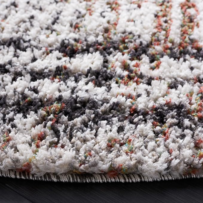 SAFAVIEH Jericho Shag Collection Area Rug - 3' Round, Black & Rust, Non-Shedding & Easy Cleaning, Ultra Plush Thick Pile, Ideal for Living Room, Bedroom, Dining Space (JER100Z)