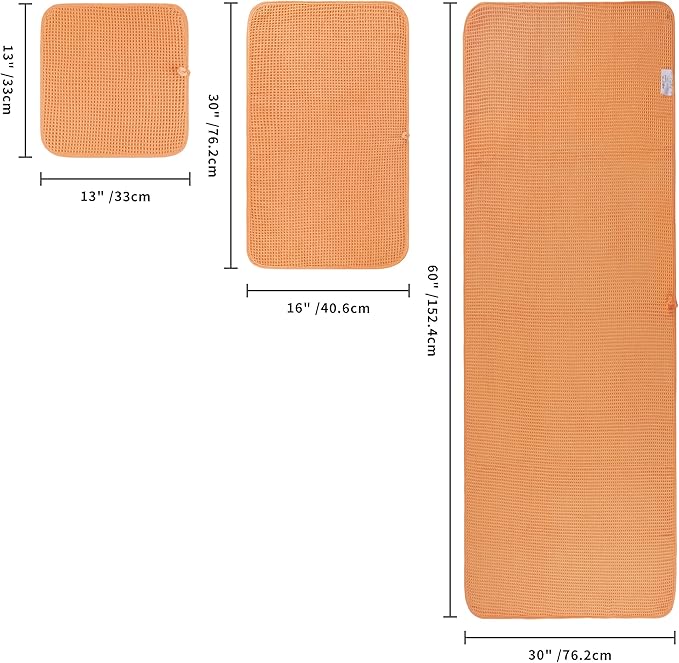 430 GSM Microfiber Quick Dry Lint Free Oversize Bath Towel Set, 6 Piece (Waffle Weave)