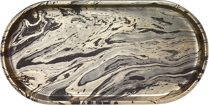 Nicole Miller - Vanity Tray, Resin Multipurpose Organizer, Resin Bathroom Accessories, Ideal for Kitchen & Bathroom, Dorm Room Essentials (Harper Collection, Black/Gold)