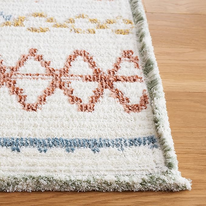 SAFAVIEH Marrakech Collection Area Rug - 6'7" Square, Ivory & Multi, Moroccan Boho Tribal Rustic Design, Non-Shedding & Easy Care, Ideal for High Traffic Areas in Living Room, Bedroom (MRK612A)