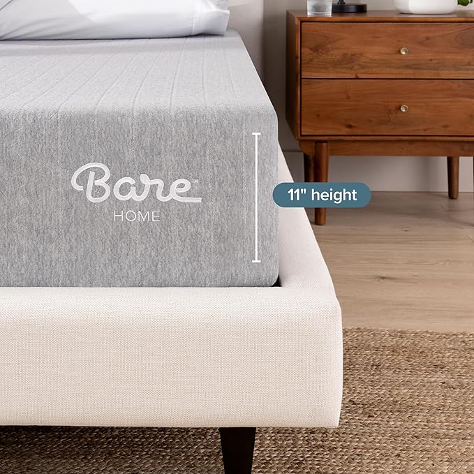 Bare Home Split King Mattress - Medium Firm - Extra Thick Visco Elastic Memory Foam - CertiPUR-US Certified - Support & Pressure Relief - Minimal Motion Transfer - 100 Night Trial