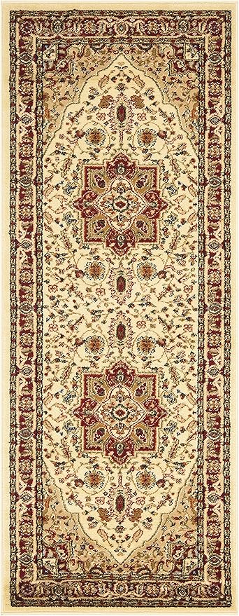 SAFAVIEH Lyndhurst Collection Runner Rug - 2'3" x 22', Ivory & Red, Traditional Oriental Design, Non-Shedding & Easy Care, Ideal for High Traffic Areas in Living Room, Bedroom (LNH330A)