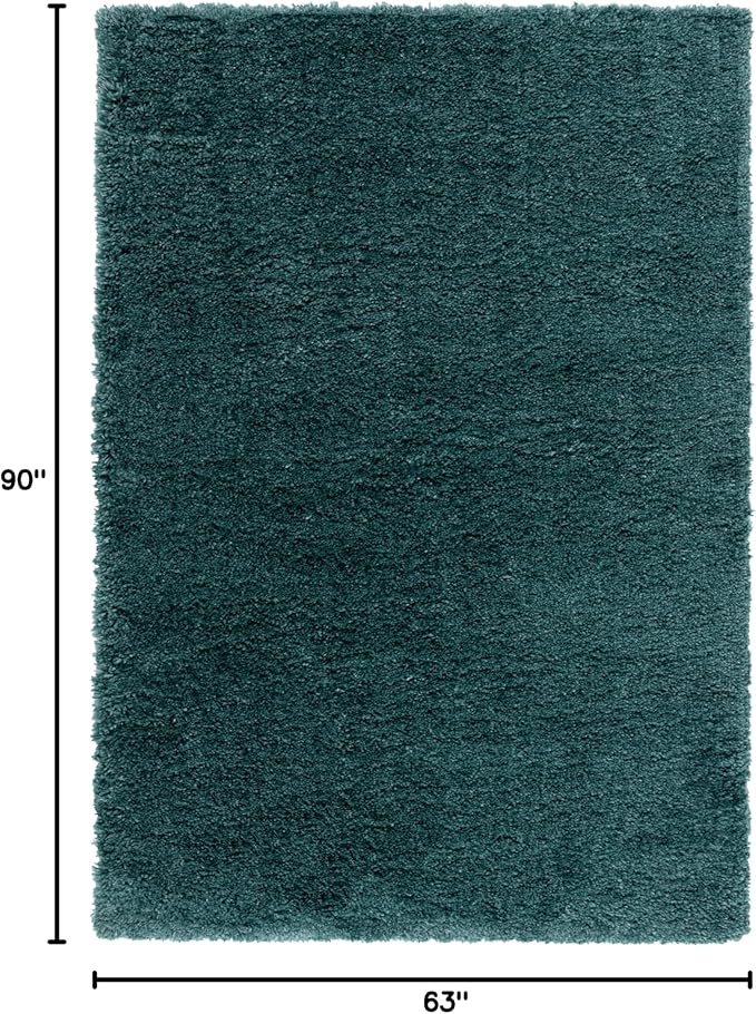 SAFAVIEH Fontana Shag 800 Collection Area Rug - 5'3" x 7'6", Dark Green, Shag & Flokati Design, Ideal for High Traffic Areas in Living Room, Bedroom & Dining Room (FNT800Y-5)