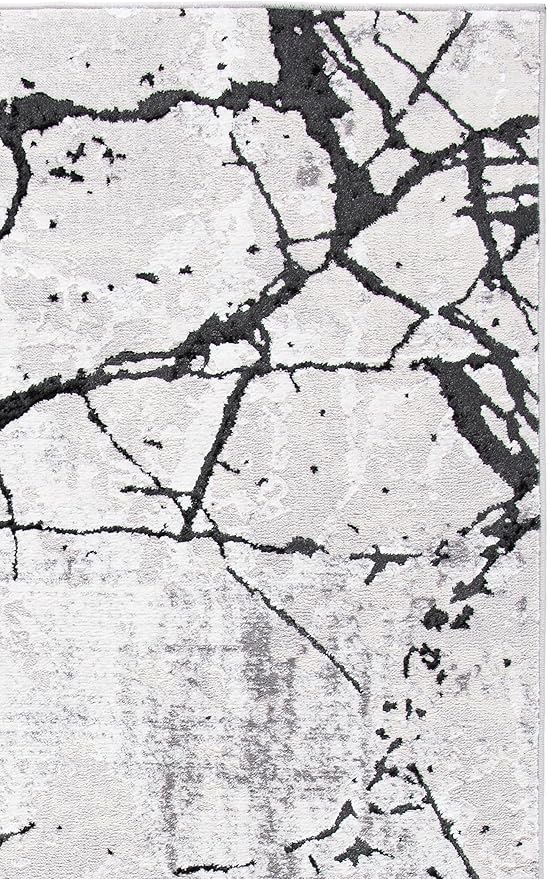 SAFAVIEH Amelia Collection Area Rug - 3' Square, Grey & Black, Modern Abstract Design, Non-Shedding & Easy Care, Ideal for High Traffic Areas in Living Room, Bedroom (ALA293K)