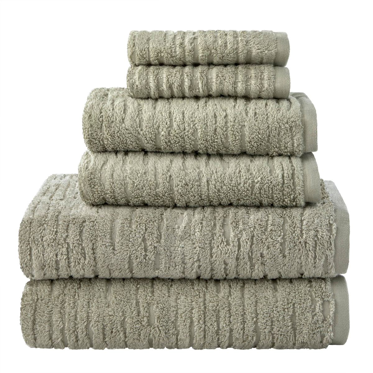 SKL Home CloudSoft Bath Towel Set, 6-Piece, 100% Cotton Luxury, Sage