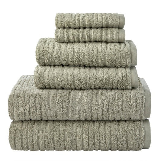 SKL Home CloudSoft Bath Towel Set, 6-Piece, 100% Cotton Luxury, Sage