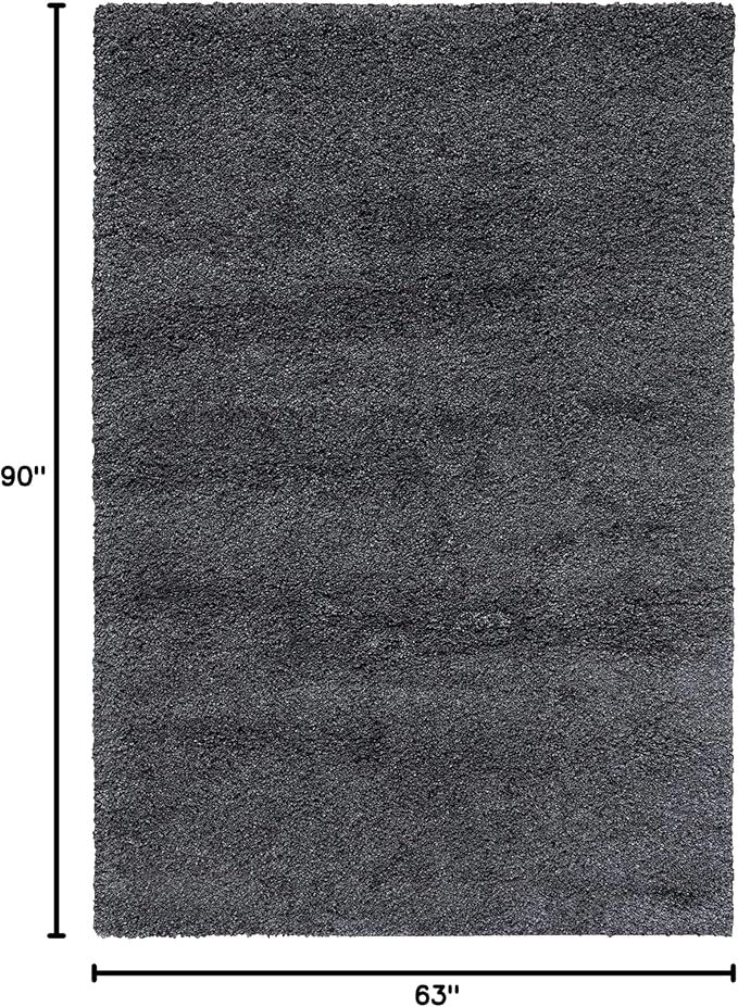 SAFAVIEH Santa Monica Shag Collection 5'3" x 7'6" Dark Grey SGN725 Solid Non-Shedding Living Room Bedroom Dining Room Entryway Plush 2-inch Thick Area Rug