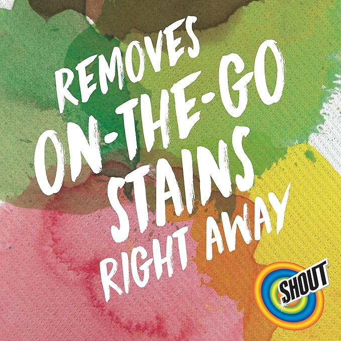 Shout Wipes Stain Remover for Clothes Laundry, Instant Stain Remover and Individually Wrapped, Travel Essentials, Works on Everyday Stains, 12 Wipes per Carton (6 Cartons), (Pack of 12)