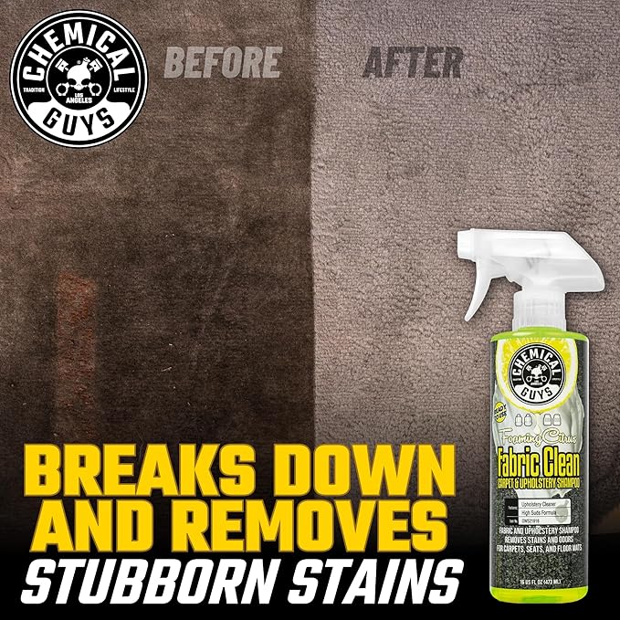 Chemical Guys Foaming Citrus Fabric Clean Carpet & Upholstery Cleaner, Ready To Use, Sprayable 16 fl oz, Citrus Scent + Total Interior Cleaner and Protectant, 16 fl oz