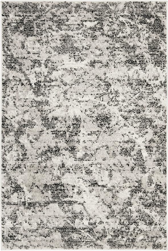 SAFAVIEH Skyler Collection 2' x 4' Charcoal / Ivory SKY186L Modern Abstract Non-Shedding Entryway Living Room Foyer Bedroom Accent Rug