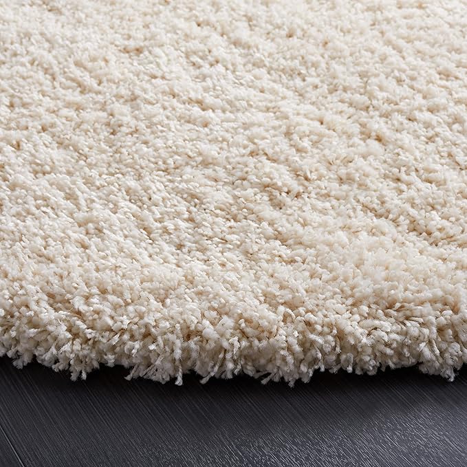 SAFAVIEH Santa Monica Shag Collection Accent Rug - 3' Round, Ivory, Non-Shedding & Easy Care, 2-inch Thick, Ideal for The Living Room, Dining Room, Bedroom (SGN725-1212-3R)