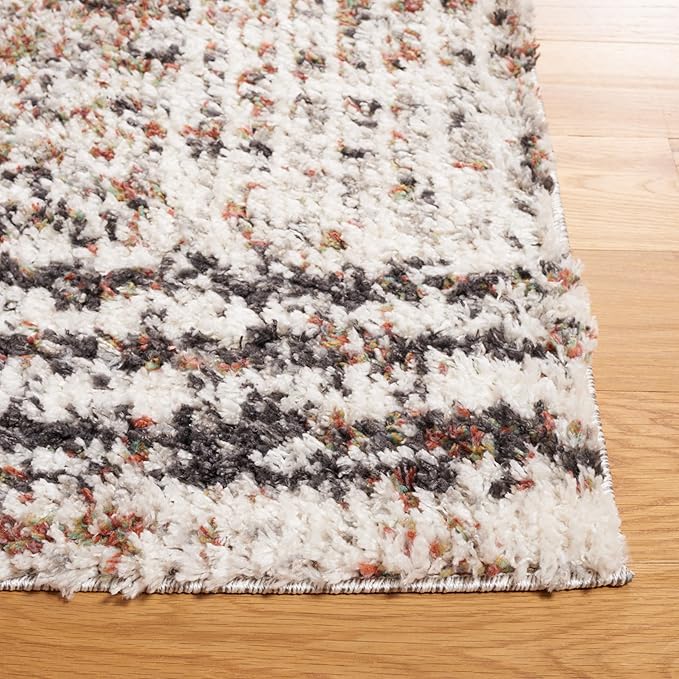 SAFAVIEH Jericho Shag Collection Accent Rug - 4' x 6', Black & Rust, Design, Non-Shedding & Easy Care, 1.2-inch Thick Ideal for High Traffic Areas in Entryway, Living Room, Bedroom (JER100Z)