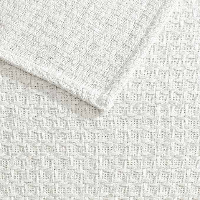 Beatrice Home Fashions Grand Hotel Lightweight All-Natural 100% Cotton Waffle Weave Blanket, King, Ivory