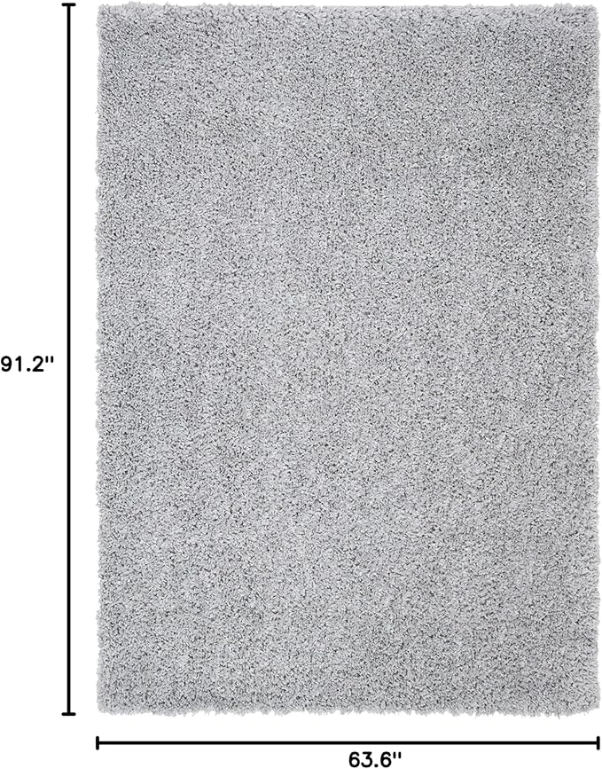 SAFAVIEH August Shag Collection Area Rug - 5'3" x 7'6", Silver, Solid Design, Non-Shedding & Easy Care, 1.5-inch Thick Ideal for High Traffic Areas in Living Room, Bedroom (AUG200G)