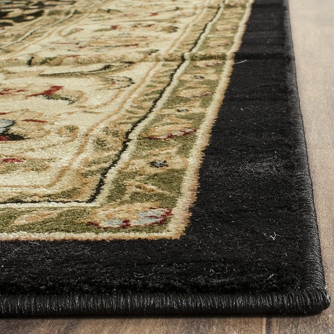 SAFAVIEH Lyndhurst Collection Area Rug - 8' Square, Black & Ivory, Traditional Oriental Design, Non-Shedding & Easy Care, Ideal for High Traffic Areas in Living Room, Bedroom (LNH316B)