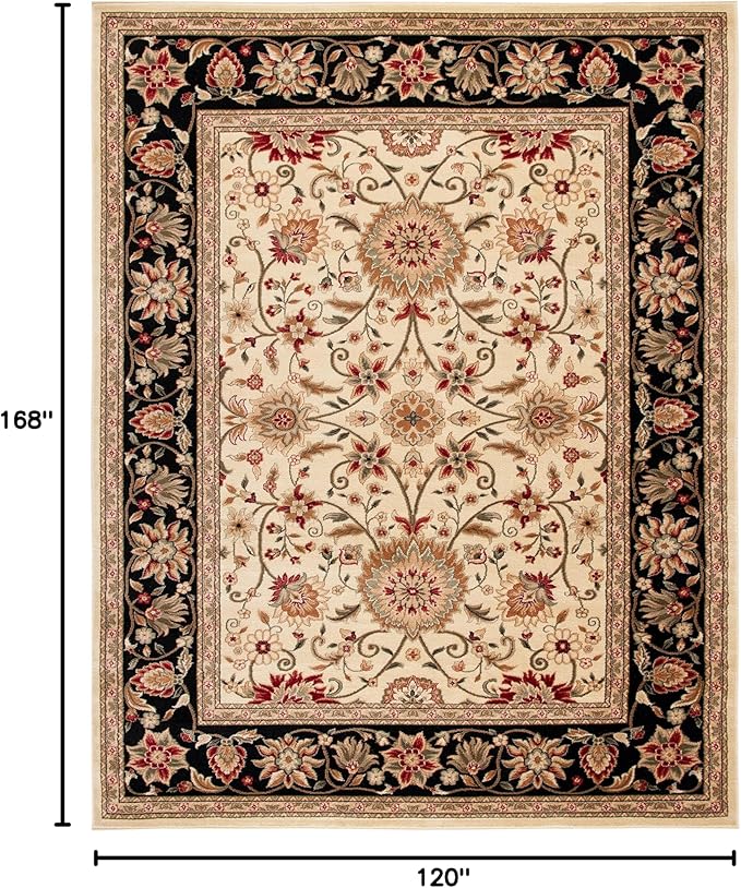 SAFAVIEH Lyndhurst Collection Area Rug - 10' x 14', Ivory & Black, Traditional Oriental Design, Non-Shedding & Easy Care, Ideal for High Traffic Areas in Living Room, Bedroom (LNH212B)
