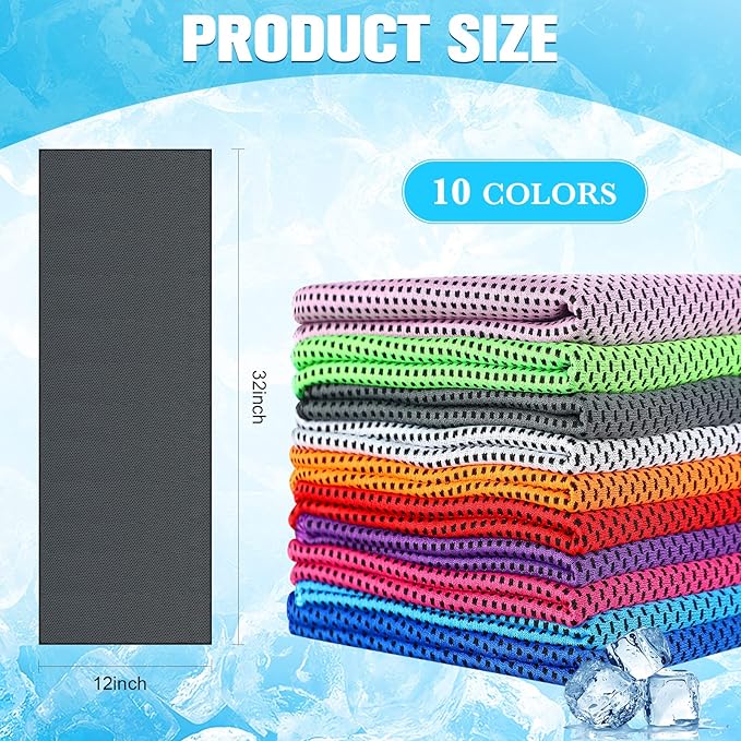 Maitys 800 Pcs Cooling Towel for Neck and Face, 32 x 12 Inch Microfiber Ice Towel for Hot Weather Chilly Breathable Sport Rags for Athletes Gym Yoga Running Camping Workout