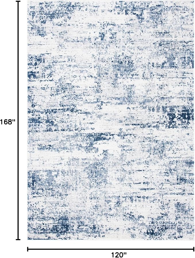 SAFAVIEH Amelia Collection Area Rug - 10' x 14', Ivory & Navy, Modern Abstract Design, Non-Shedding & Easy Care, Ideal for High Traffic Areas in Living Room, Bedroom (ALA700B)