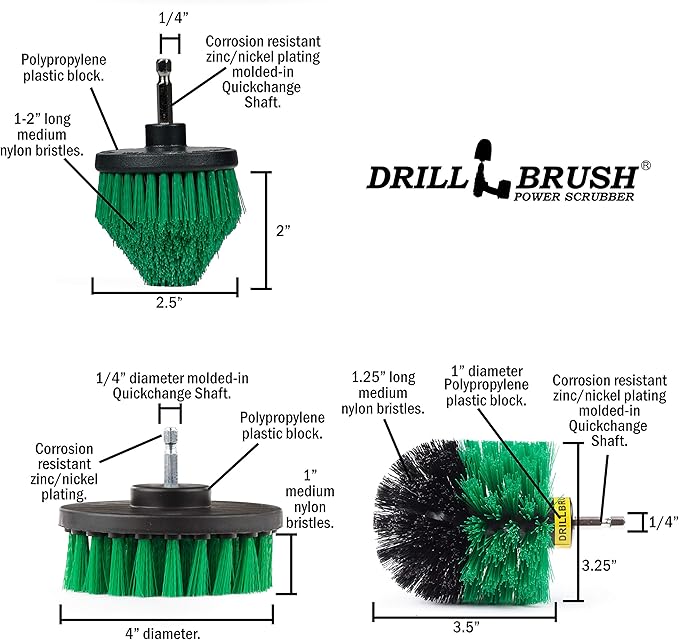 Kitchen Cleaning Supplies - Kitchen Power Scrubbing Brushes - Accessories for a Clean Home - Stove Top Cleaner Brushes - Drill Powered Oven Cleaner - Fridge Nylon Scrubbing Brush - Sink & Countertop