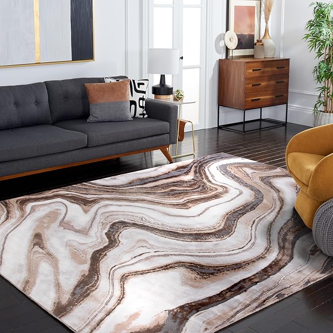 SAFAVIEH Craft Collection X-Large Area Rug - 11' x 15', Gold & Grey, Modern Abstract Design, Non-Shedding & Easy Care, Ideal for High Traffic Areas in Living Room, Bedroom (CFT819D)