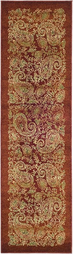 SAFAVIEH Lyndhurst Collection Runner Rug - 2'3" x 12', Red & Multi, Traditional Paisley Design, Non-Shedding & Easy Care, Ideal for High Traffic Areas in Living Room, Bedroom (LNH224B)
