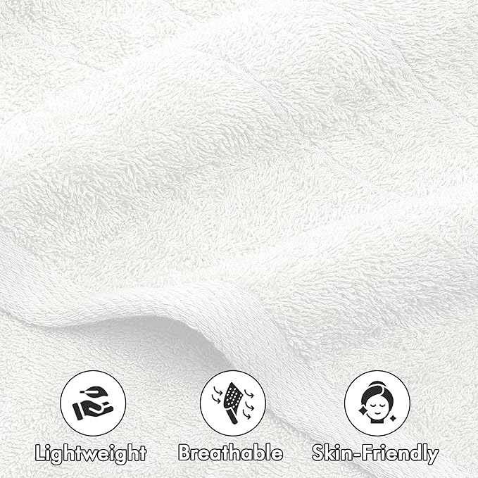 Bath Towels Set of 4 – 100% Cotton White Extra Large Towels for Bathroom, Spa Use (55x28 in) – Super Soft and Quick Dry Large Bath Sheets for Adults