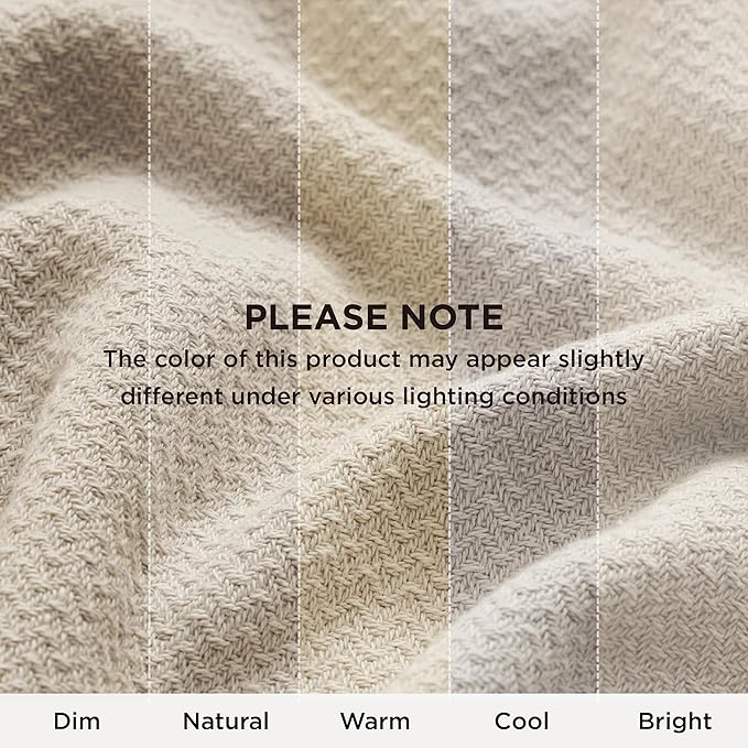 Bedsure GentleSoft 100% Cotton Blanket Twin XL Size for Bed - Breathable and Lightweight, Soft Cozy Textured Herringbone Woven Summer Blanket for College Dorm, Linen Beige, 66x90 inches